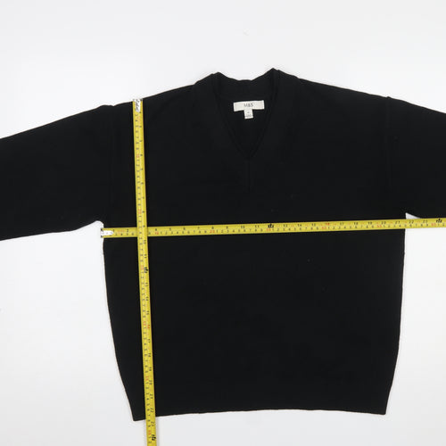 Marks and Spencer Womens Black V-Neck Cotton Jumper Size M