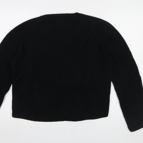 Uniqlo Womens Black Cotton V-Neck Long Sleeve Pullover Jumper M