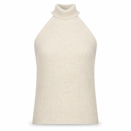Dorothy Perkins Women’s Beige Sleeveless High Neck Ribbed Jumper UK 12