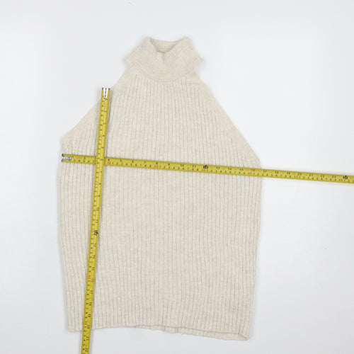 Dorothy Perkins Women’s Beige Sleeveless High Neck Ribbed Jumper UK 12