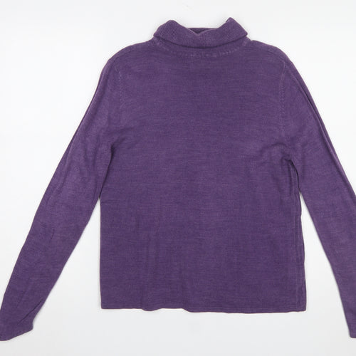 Requirements Women Purple Roll Neck Cable-Knit Jumper Size M Acrylic