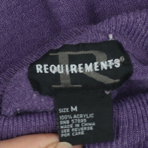 Requirements Women Purple Roll Neck Cable-Knit Jumper Size M Acrylic