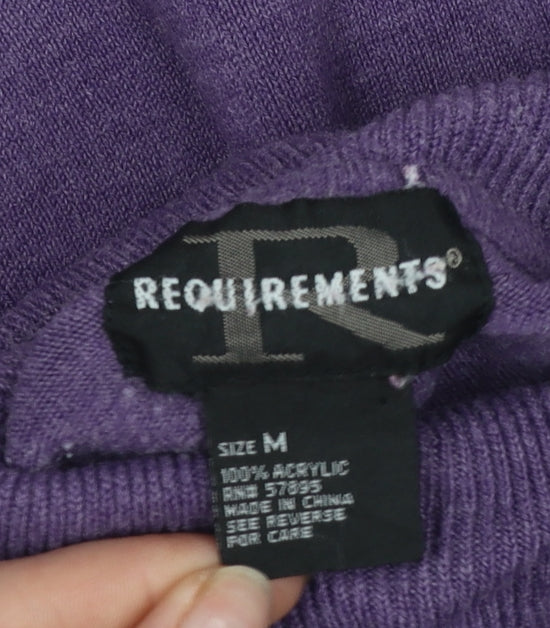Requirements Women Purple Roll Neck Cable-Knit Jumper Size M Acrylic