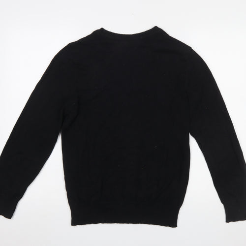 Hering Men's Black Cotton V-Neck Jumper Size S Classic Casual Knitwear