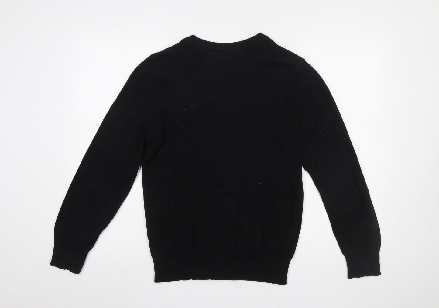 Hering Men's Black Cotton V-Neck Jumper Size S Classic Casual Knitwear