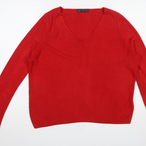 Marks and Spencer Women’s Red V-Neck Long Sleeve Acrylic Jumper UK 16