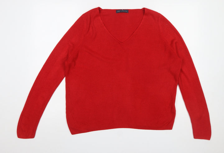 Marks and Spencer Women’s Red V-Neck Long Sleeve Acrylic Jumper UK 16