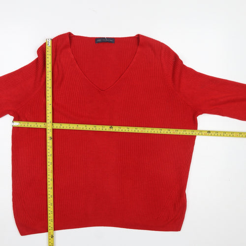 Marks and Spencer Women’s Red V-Neck Long Sleeve Acrylic Jumper UK 16