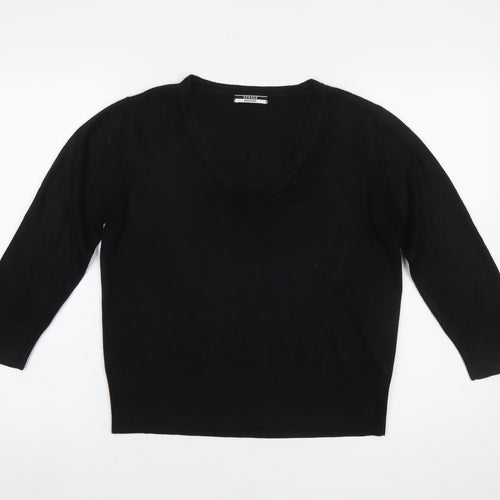 George Women's Black V-Neck Acrylic Jumper Size 12