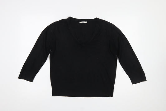 George Women's Black V-Neck Acrylic Jumper Size 12