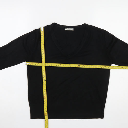 George Women's Black V-Neck Acrylic Jumper Size 12