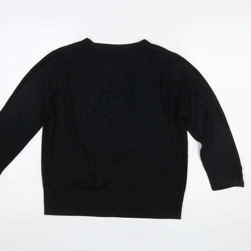 George Women's Black V-Neck Acrylic Jumper Size 12