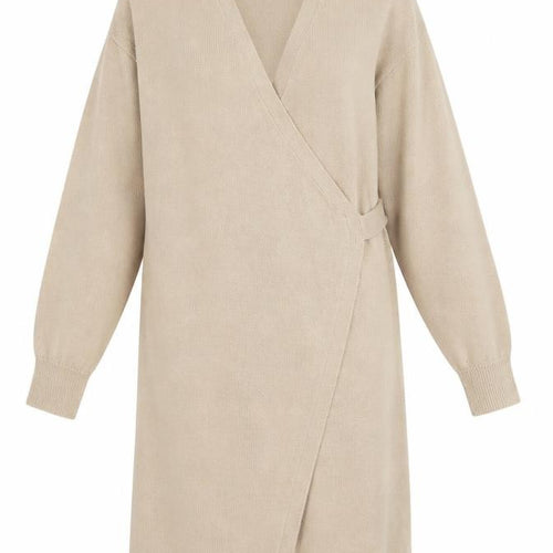 Pretty Lavish Women’s Beige Wrap Long Cardigan Jumper M Knit Acrylic