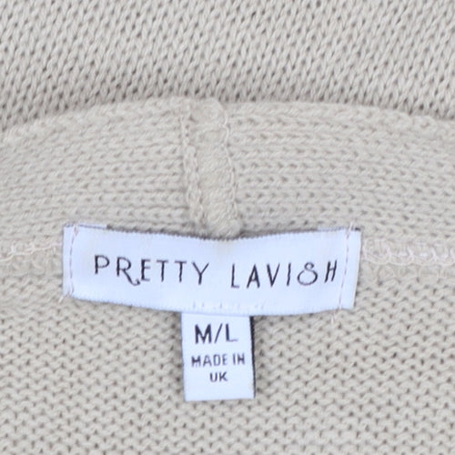Pretty Lavish Women’s Beige Wrap Long Cardigan Jumper M Knit Acrylic