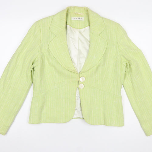 Planet Women's Green Cotton Blend Tailored Blazer UK 14
