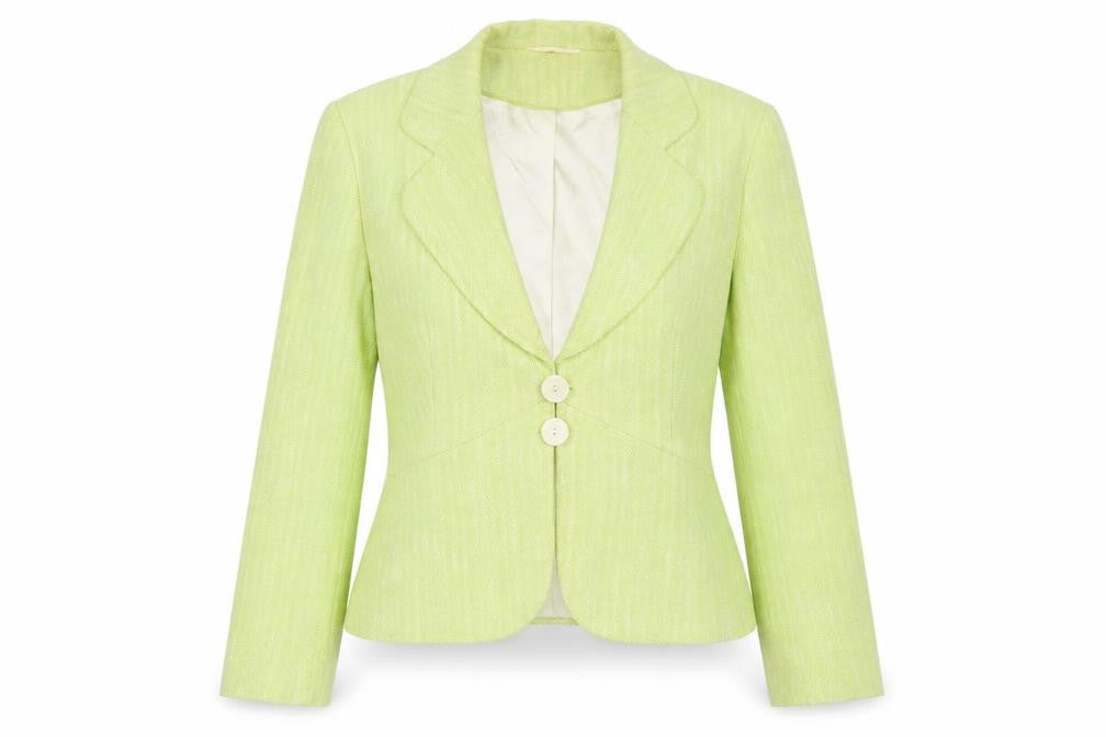 Front view of Planet Women's Green Cotton Blend Tailored Blazer UK 14