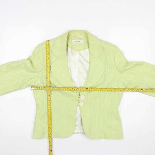 Planet Women's Green Cotton Blend Tailored Blazer UK 14