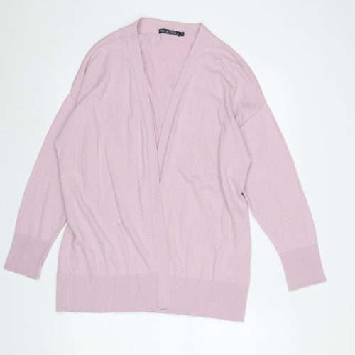 WoolOvers Womens Pink Cotton Cashmere V-Neck Cardigan M