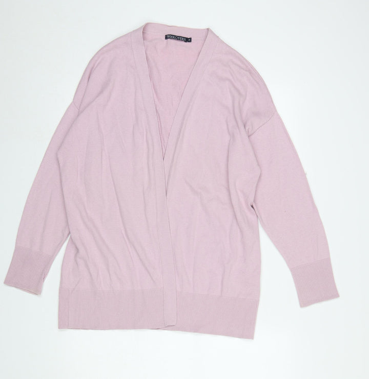 WoolOvers Womens Pink Cotton Cashmere V-Neck Cardigan M