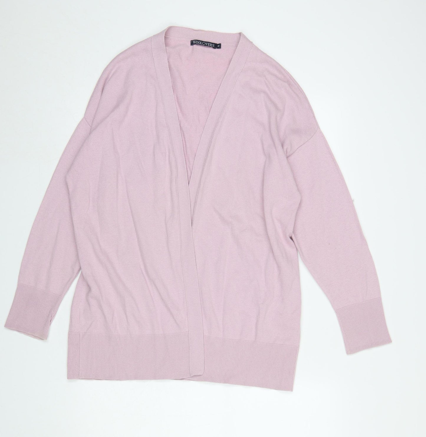 WoolOvers Womens Pink Cotton Cashmere V-Neck Cardigan M