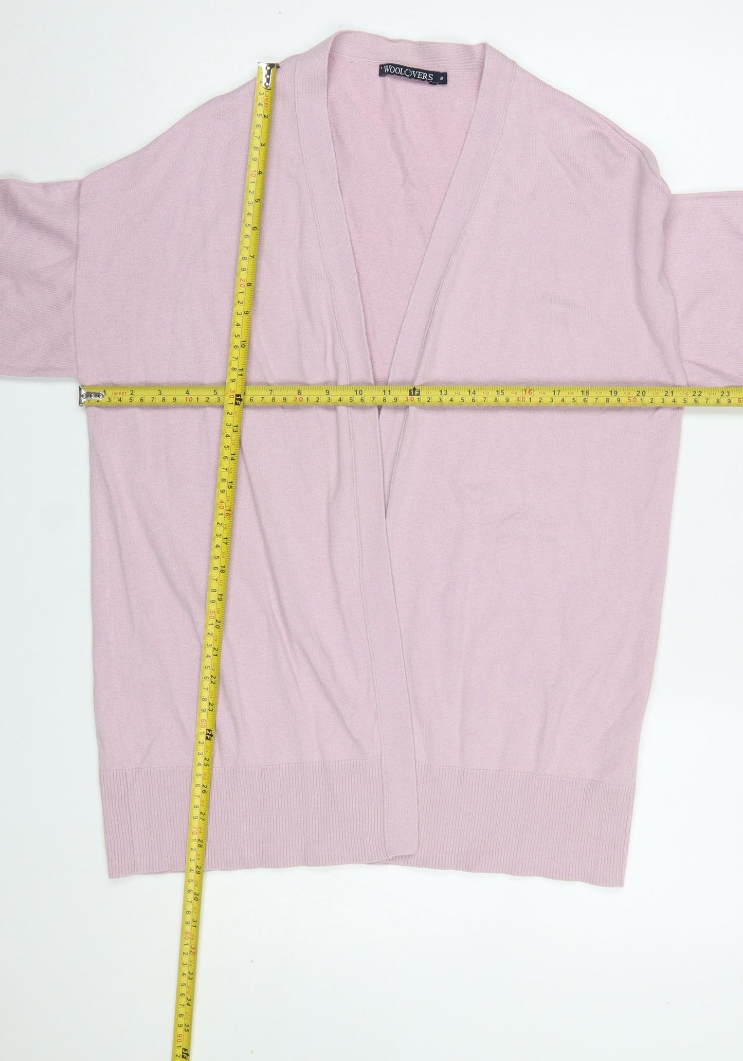 WoolOvers Womens Pink Cotton Cashmere V-Neck Cardigan M