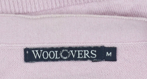 WoolOvers Womens Pink Cotton Cashmere V-Neck Cardigan M