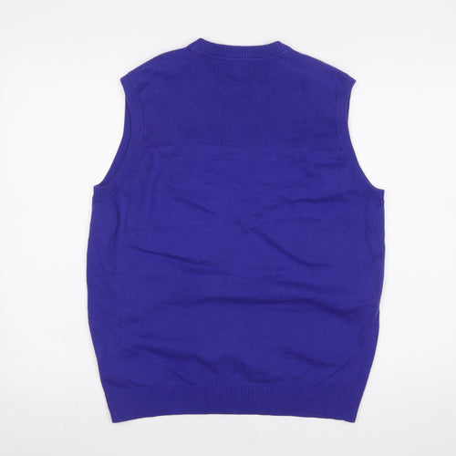 Adidas Men Blue V-Neck Sleeveless Golf Vest Jumper L Regular Fit