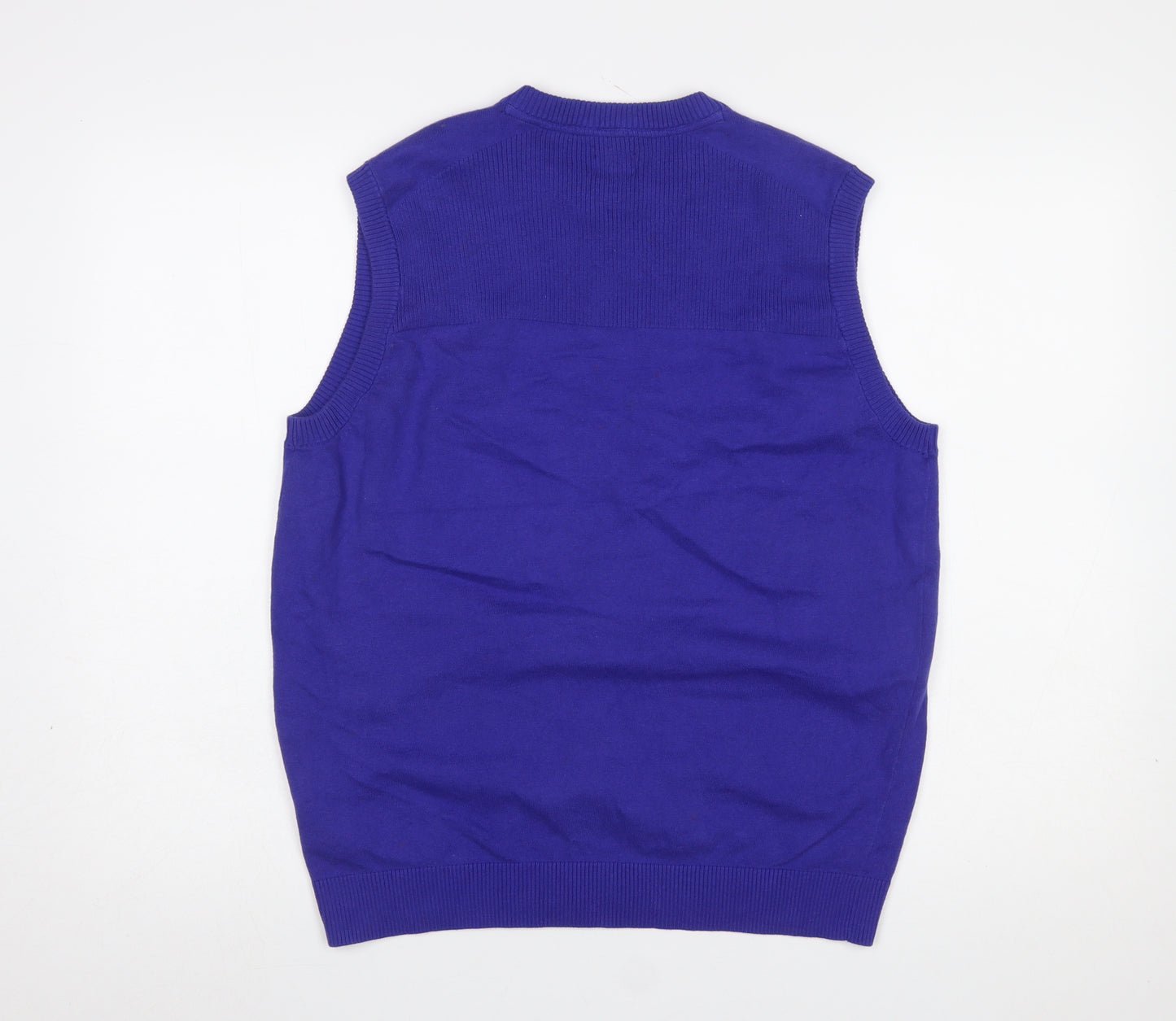 Adidas Men Blue V-Neck Sleeveless Golf Vest Jumper L Regular Fit