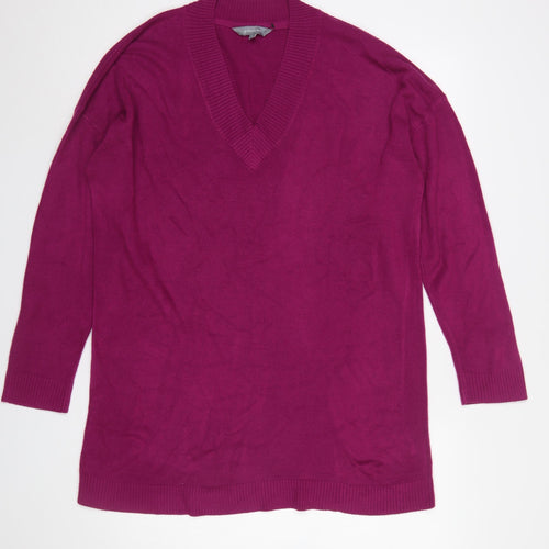Principles Womens Purple V-Neck Long Sleeve Acrylic Jumper Size 18