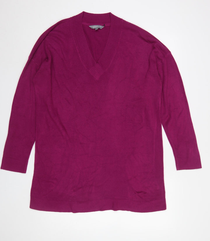 Principles Womens Purple V-Neck Long Sleeve Acrylic Jumper Size 18