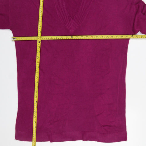 Principles Womens Purple V-Neck Long Sleeve Acrylic Jumper Size 18