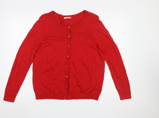 Tu Women’s Red Cardigan Size 18 Long Sleeve Cotton Blend Knit