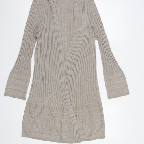 Marks and Spencer Per Una Women’s Beige Ribbed Long Sleeve Cardigan Size 14
