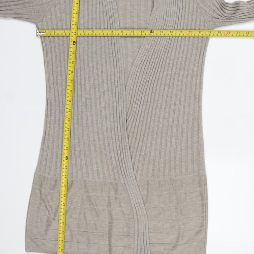 Marks and Spencer Per Una Women’s Beige Ribbed Long Sleeve Cardigan Size 14