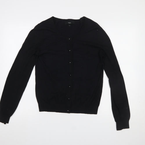 Next Women's Black Cotton Blend Crew Neck Cardigan Size 10