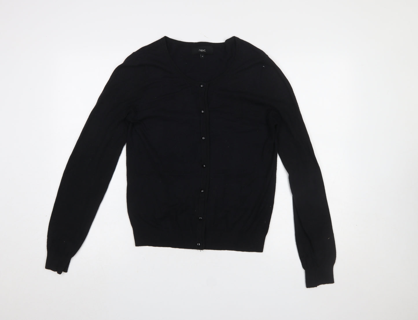Next Women's Black Cotton Blend Crew Neck Cardigan Size 10