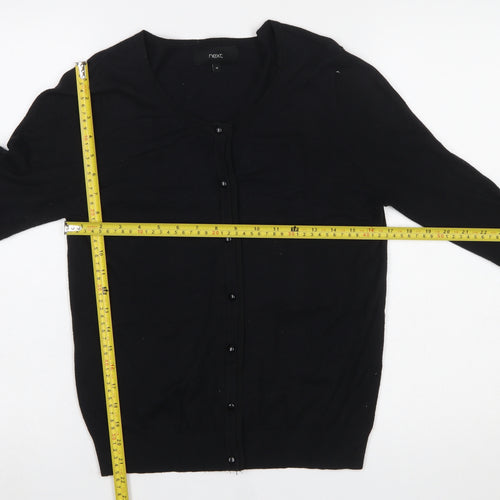 Next Women's Black Cotton Blend Crew Neck Cardigan Size 10