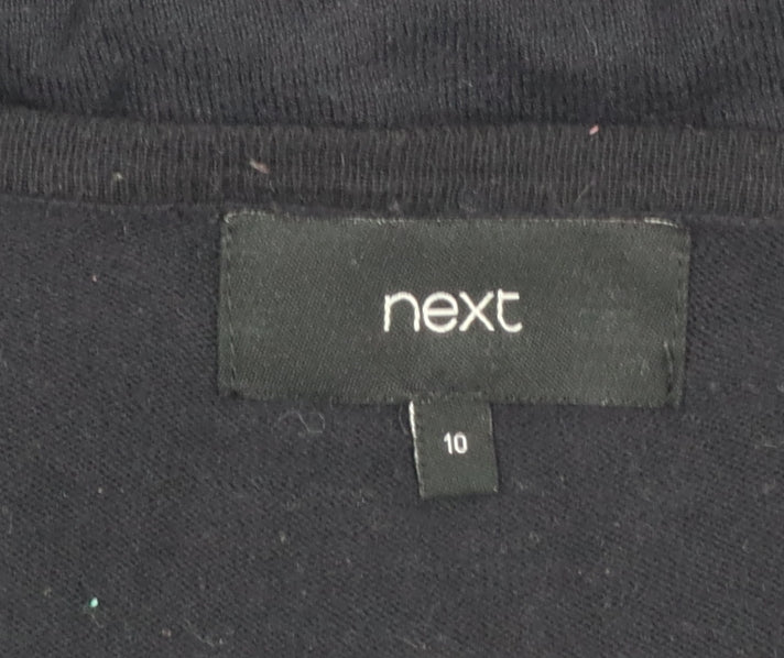 Next Women's Black Cotton Blend Crew Neck Cardigan Size 10