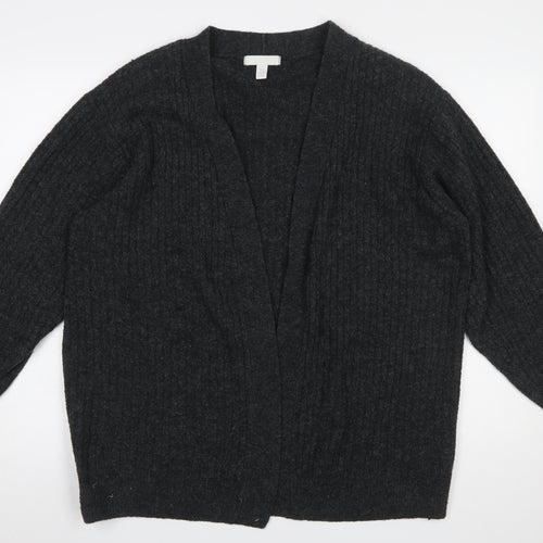 H&M Women’s Black Waffle-Knit Open Cardigan Size L