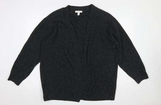 H&M Women’s Black Waffle-Knit Open Cardigan Size L