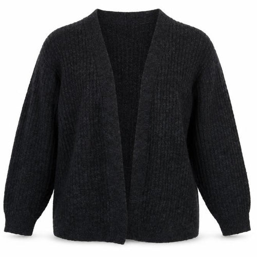 H&M Women’s Black Waffle-Knit Open Cardigan Size L
