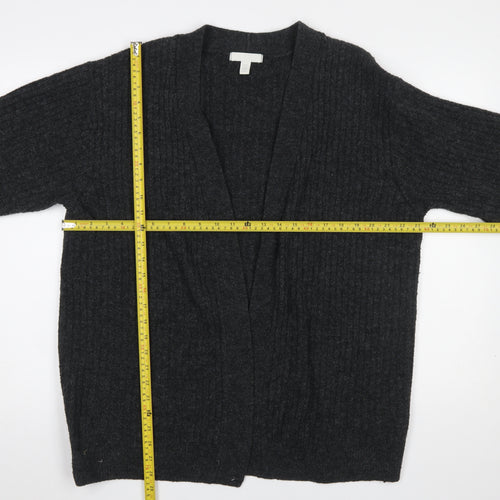 H&M Women’s Black Waffle-Knit Open Cardigan Size L