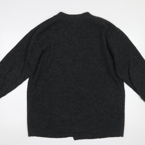 H&M Women’s Black Waffle-Knit Open Cardigan Size L