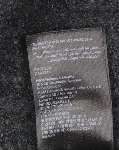 H&M Women’s Black Waffle-Knit Open Cardigan Size L