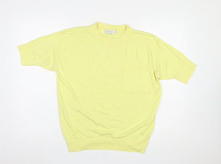 Paraphrase Women's Yellow Short Sleeve Knit Pullover Jumper Size L