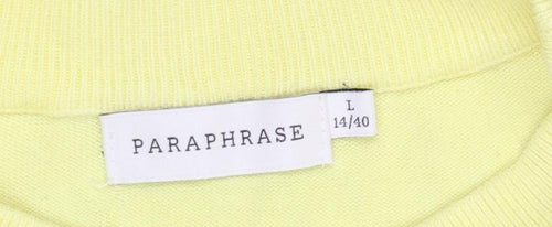 Paraphrase Women's Yellow Short Sleeve Knit Pullover Jumper Size L