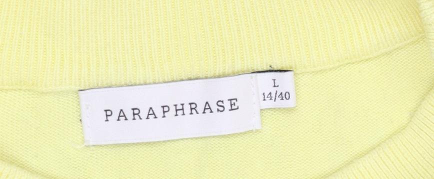 Paraphrase Women's Yellow Short Sleeve Knit Pullover Jumper Size L