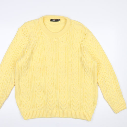 Envy Women’s Yellow Cable-Knit Acrylic Crew Neck Jumper L