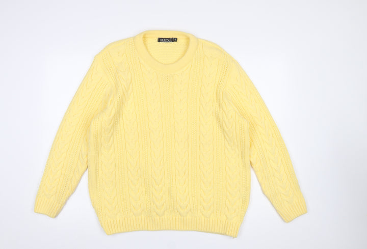 Envy Women’s Yellow Cable-Knit Acrylic Crew Neck Jumper L