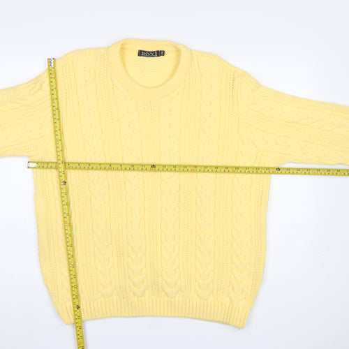Envy Women’s Yellow Cable-Knit Acrylic Crew Neck Jumper L